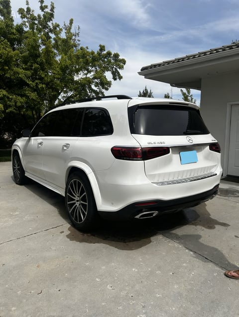 White Mercedes-Benz GLE SUV after professional detailing